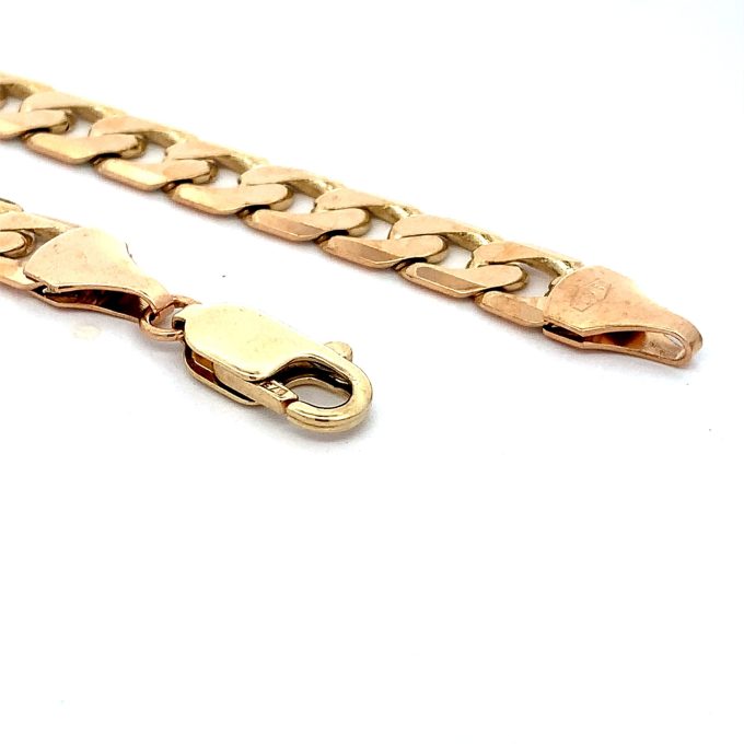 9ct Yellow Gold Flat Curb Bracelet - 8 Inch