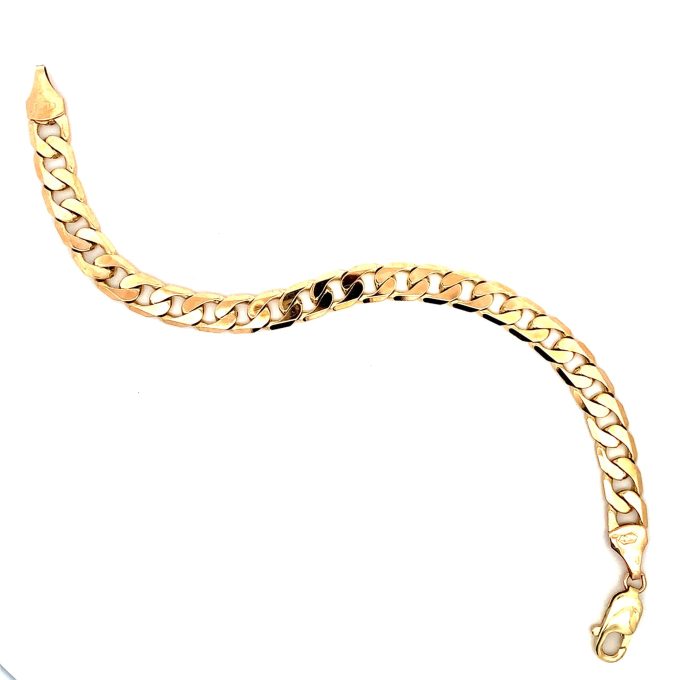 9ct Yellow Gold Flat Curb Bracelet - 8 Inch