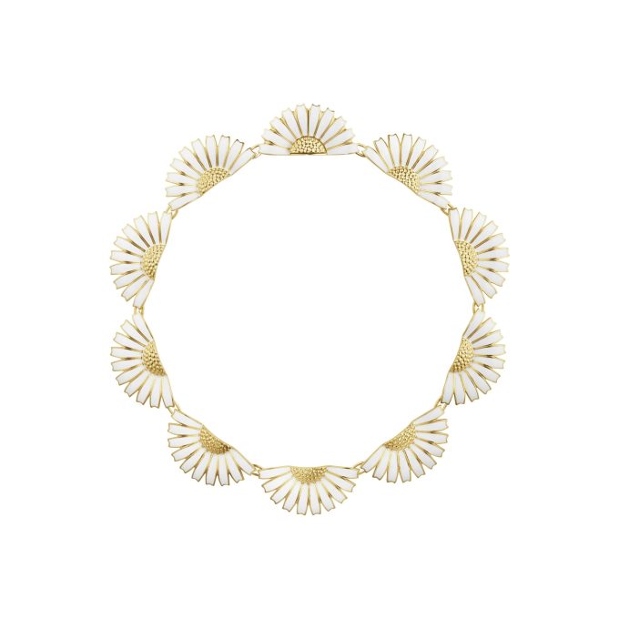 Georg Jensen White Daisy Gold Necklace