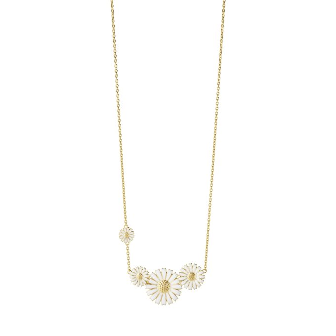 Georg Jensen White Four Daisy Gold Necklace