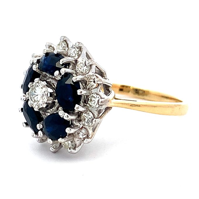 Sapphire and Diamond Cluster Dress Ring