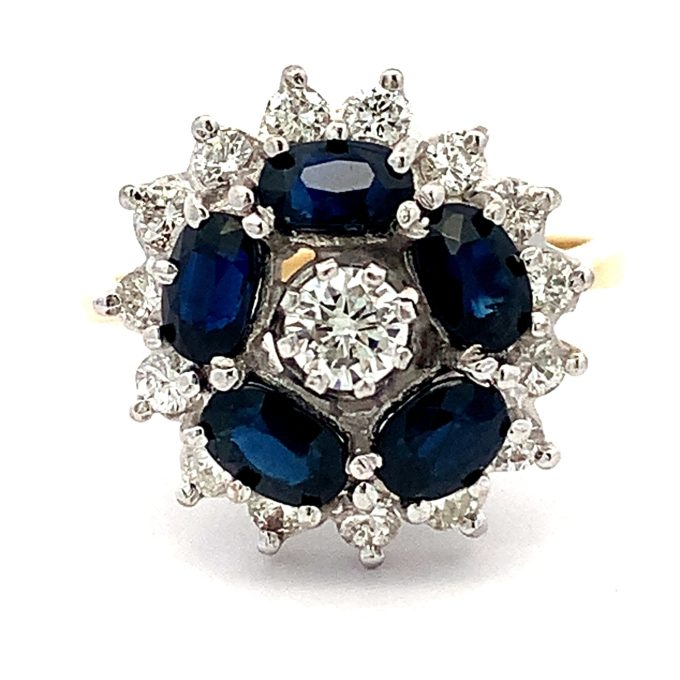 Sapphire and Diamond Cluster Dress Ring