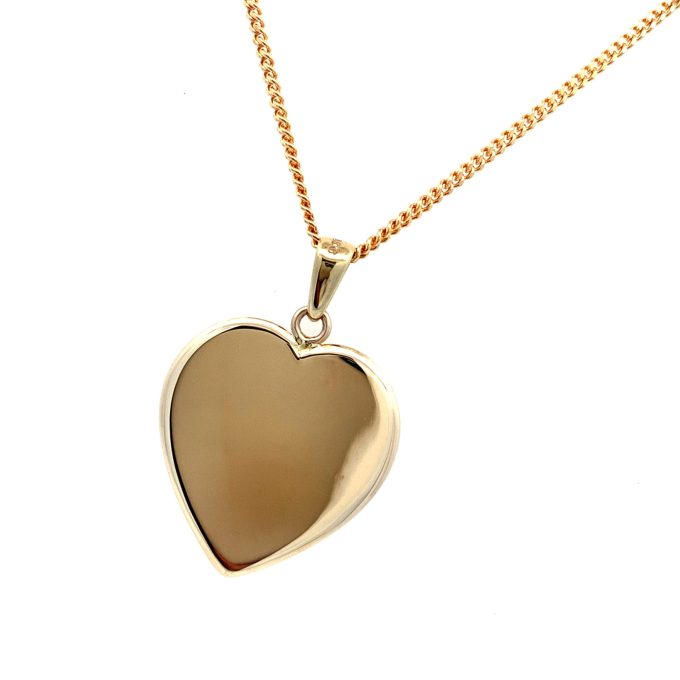 Large Yellow Gold Heart Pendant Necklace