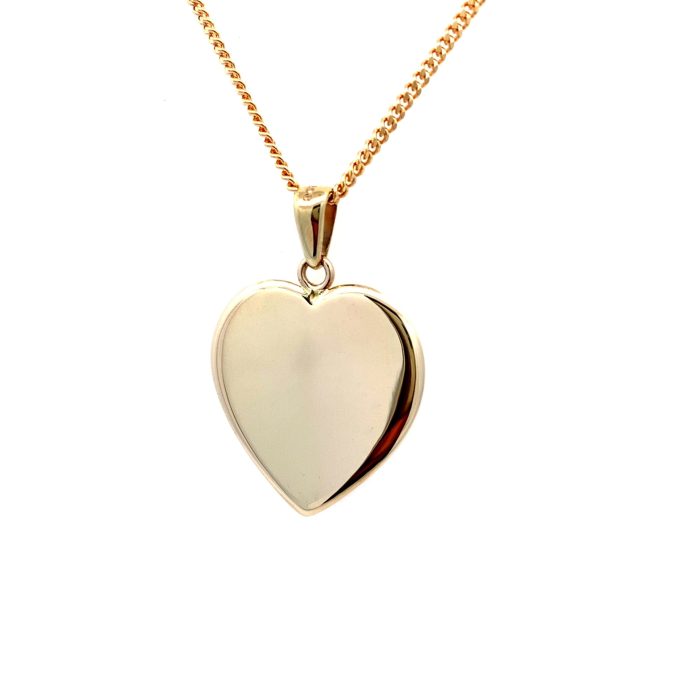Large Yellow Gold Heart Pendant Necklace