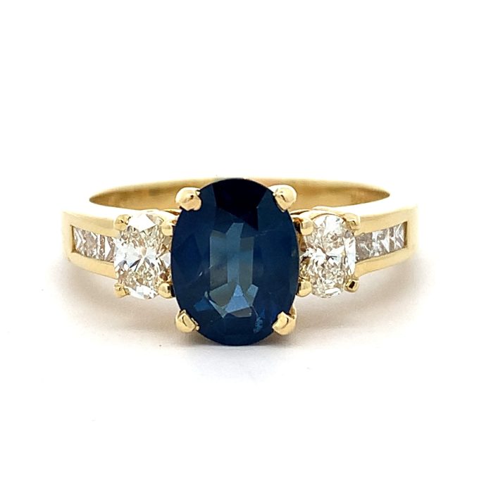 2.20ct Blue Sapphire and Diamond Ring