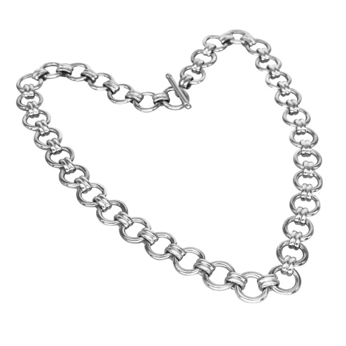 Silver Chunky Round Link Necklace