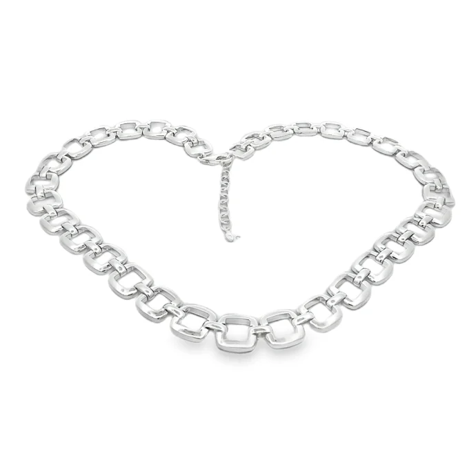 Silver Chunky Cushion Link Necklace