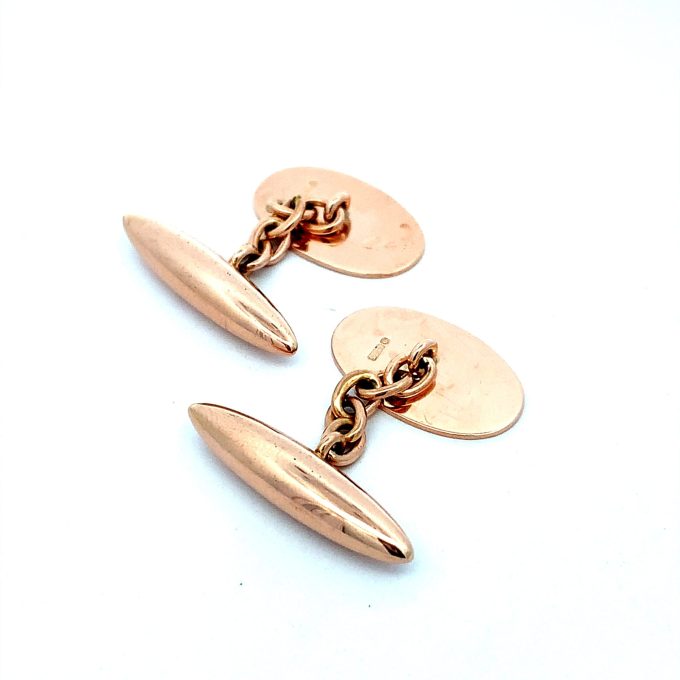 Antique Rose Gold Oval Cufflinks