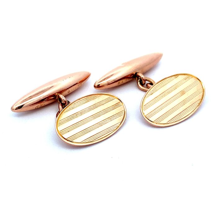 Antique Rose Gold Oval Cufflinks