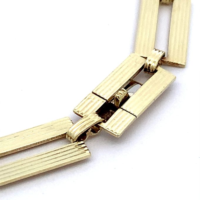 9ct Yellow Gold Flat Rectangular Link Bracelet