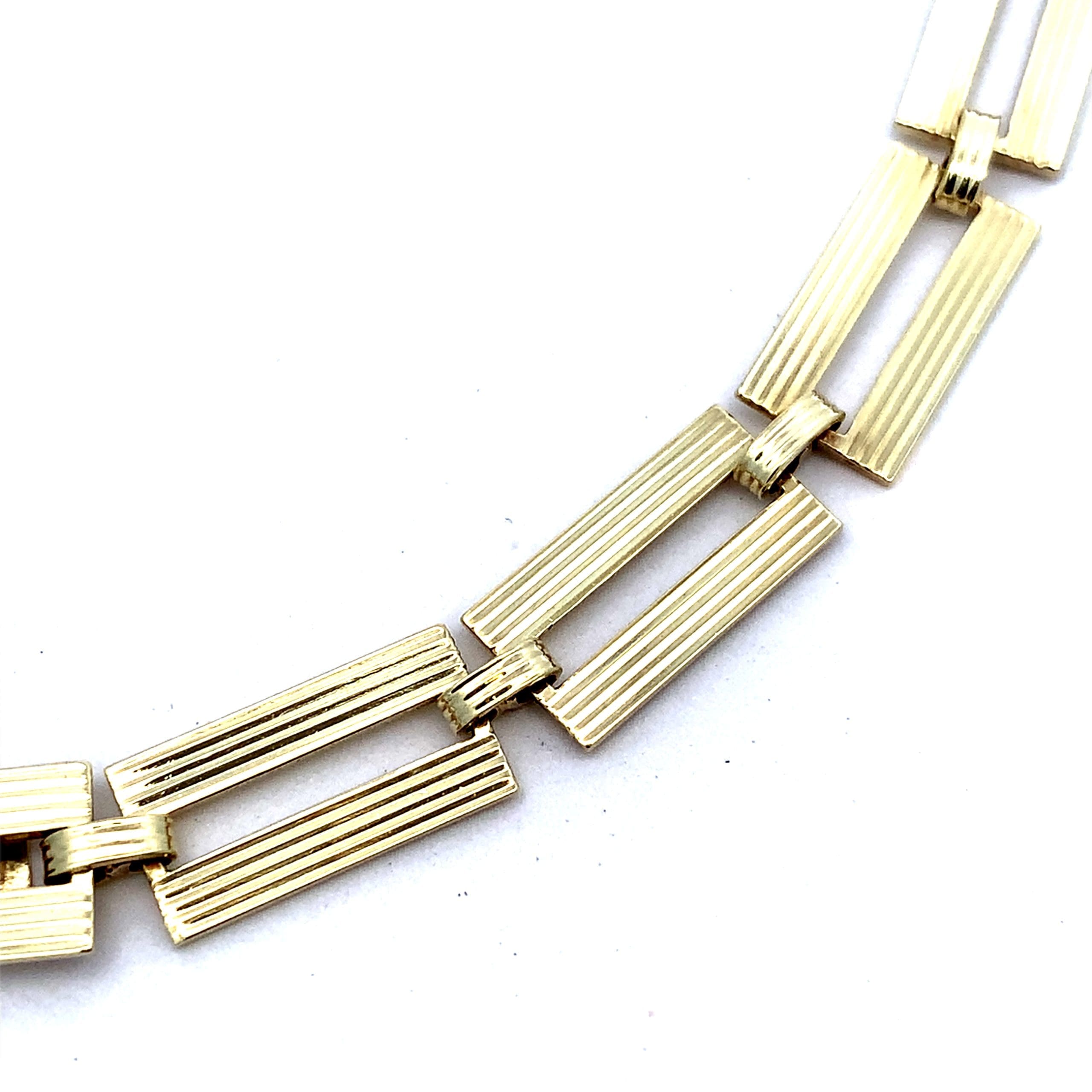 9ct Yellow Gold Flat Rectangular Link Bracelet