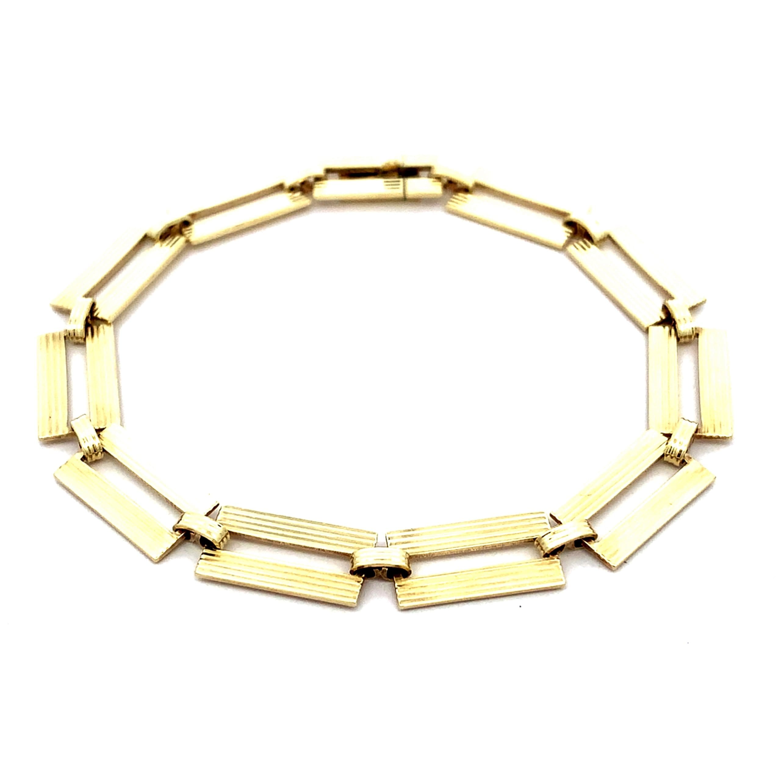 9ct Yellow Gold Flat Rectangular Link Bracelet