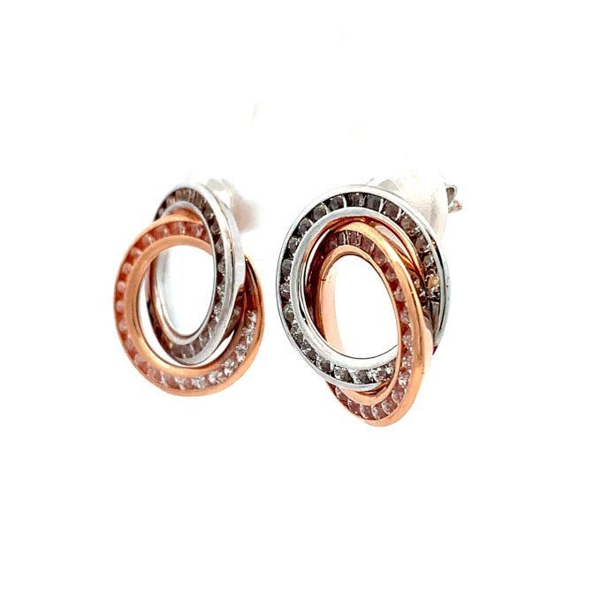 9ct Gold CZ Channel Set Drop Earrings