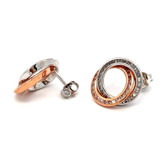 9ct Gold CZ Channel Set Drop Earrings