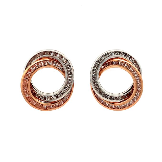 9ct Gold CZ Channel Set Drop Earrings