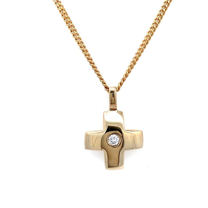Yellow Gold Diamond Chunky Cross