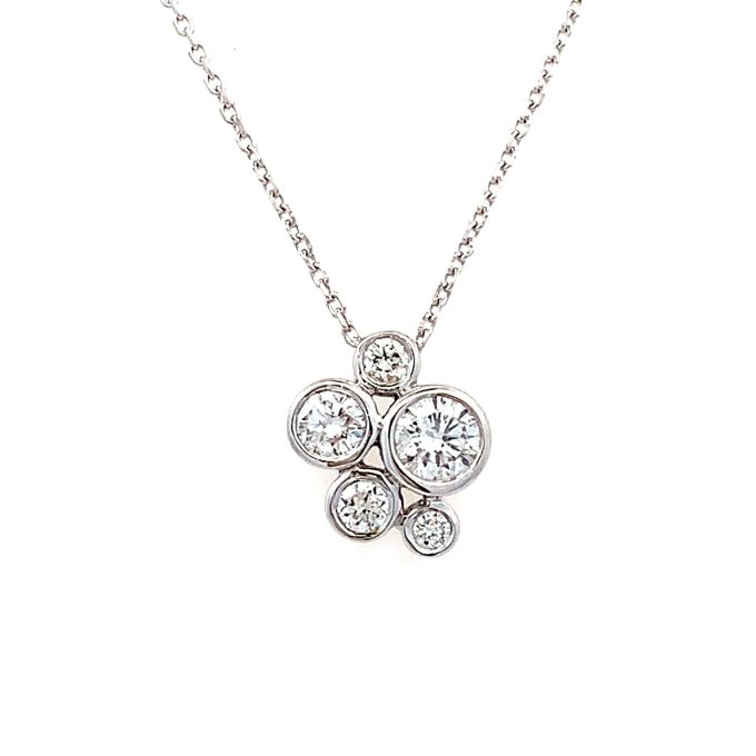 18ct White Gold Diamond Bubble Necklace
