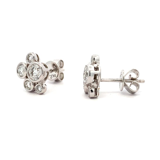 White Gold Diamond Bubble Stud Earrings