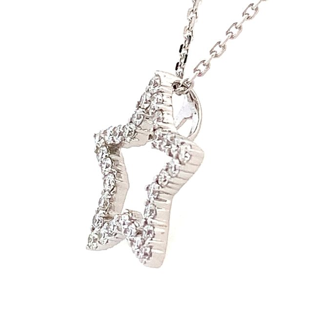 18ct White Gold Diamond Star Necklace