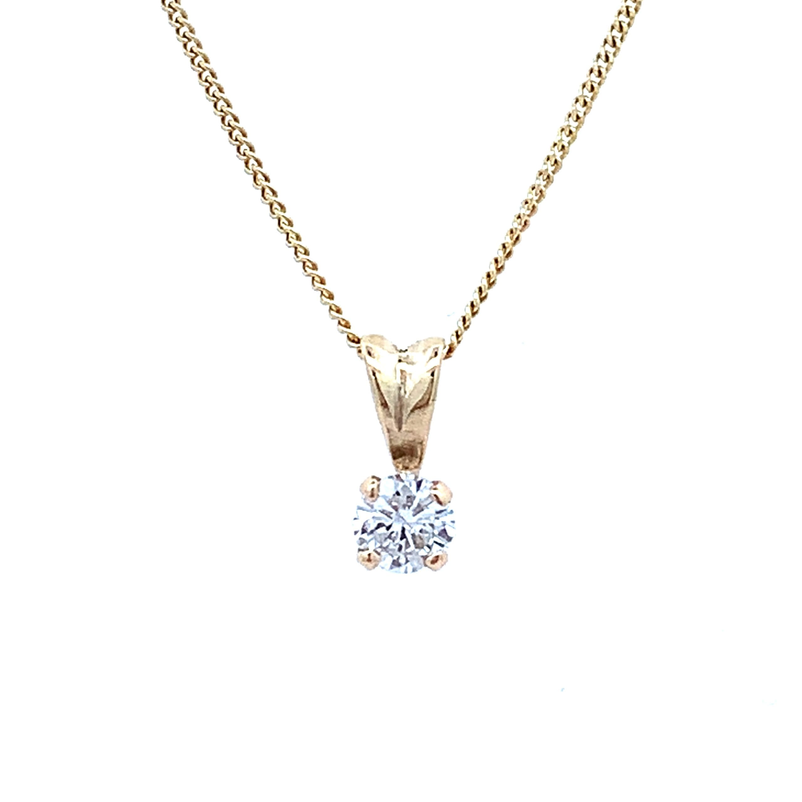 0.15ct Diamond Solitaire Yellow Gold Necklace
