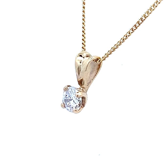 0.15ct Diamond Solitaire Yellow Gold Necklace