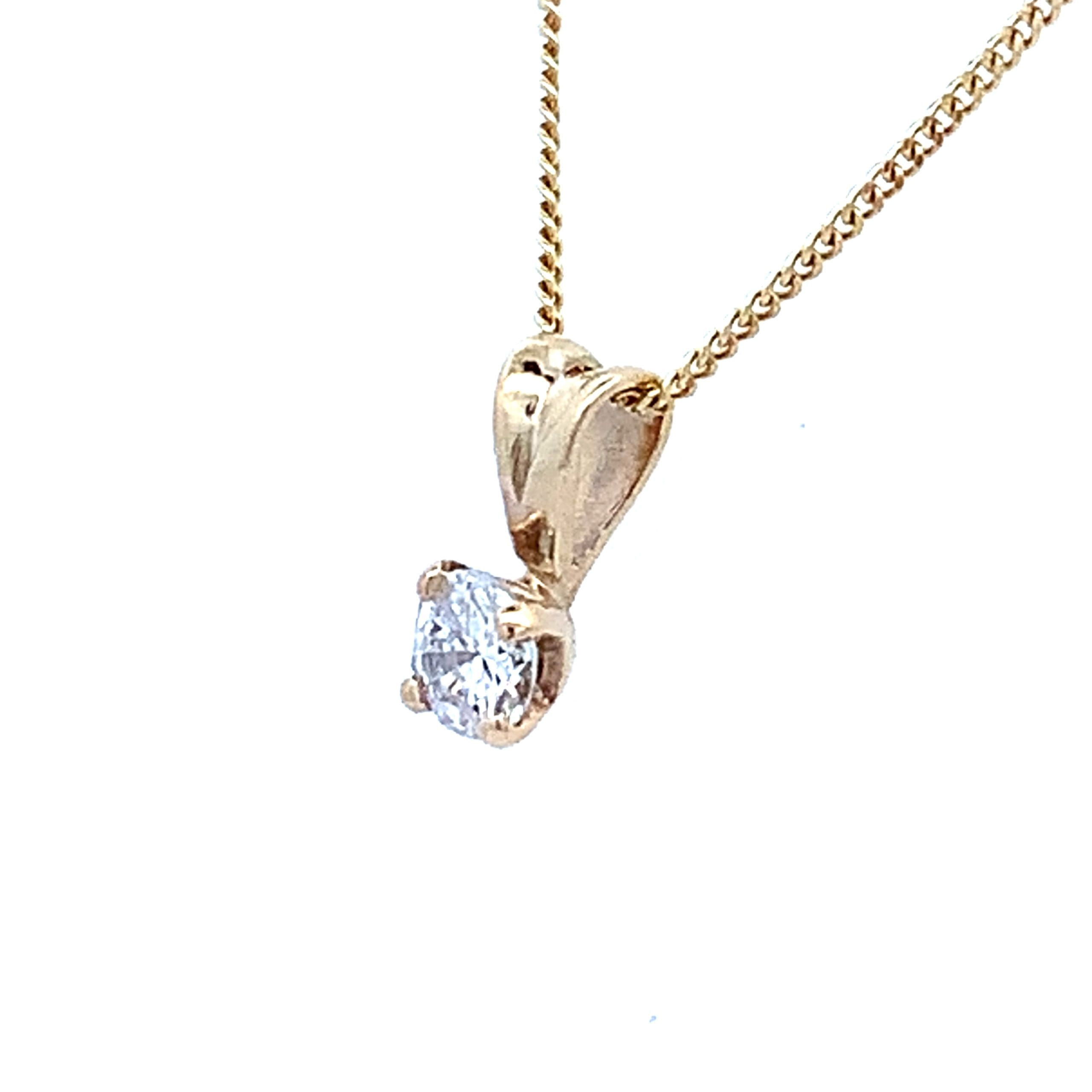 0.15ct Diamond Solitaire Yellow Gold Necklace