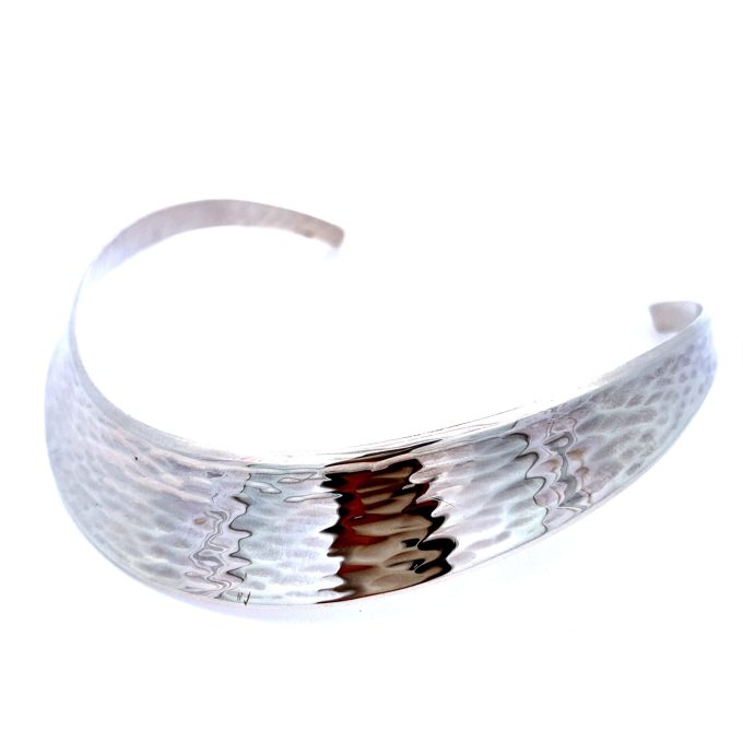 Swedish Silver Hammered Texture Torque Necklace