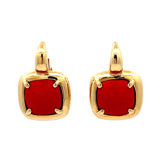 18ct Yellow Gold and Coral Drop Earrings