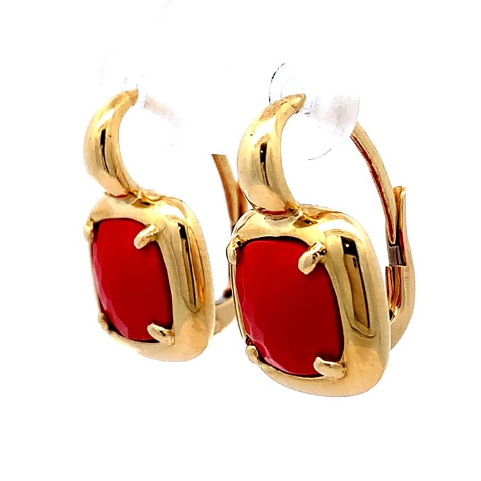 18ct Yellow Gold and Coral Drop Earrings
