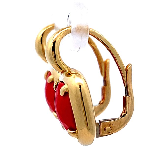 18ct Yellow Gold and Coral Drop Earrings