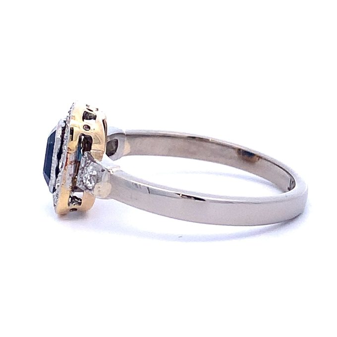 White Gold Sapphire and Deco Style Ring