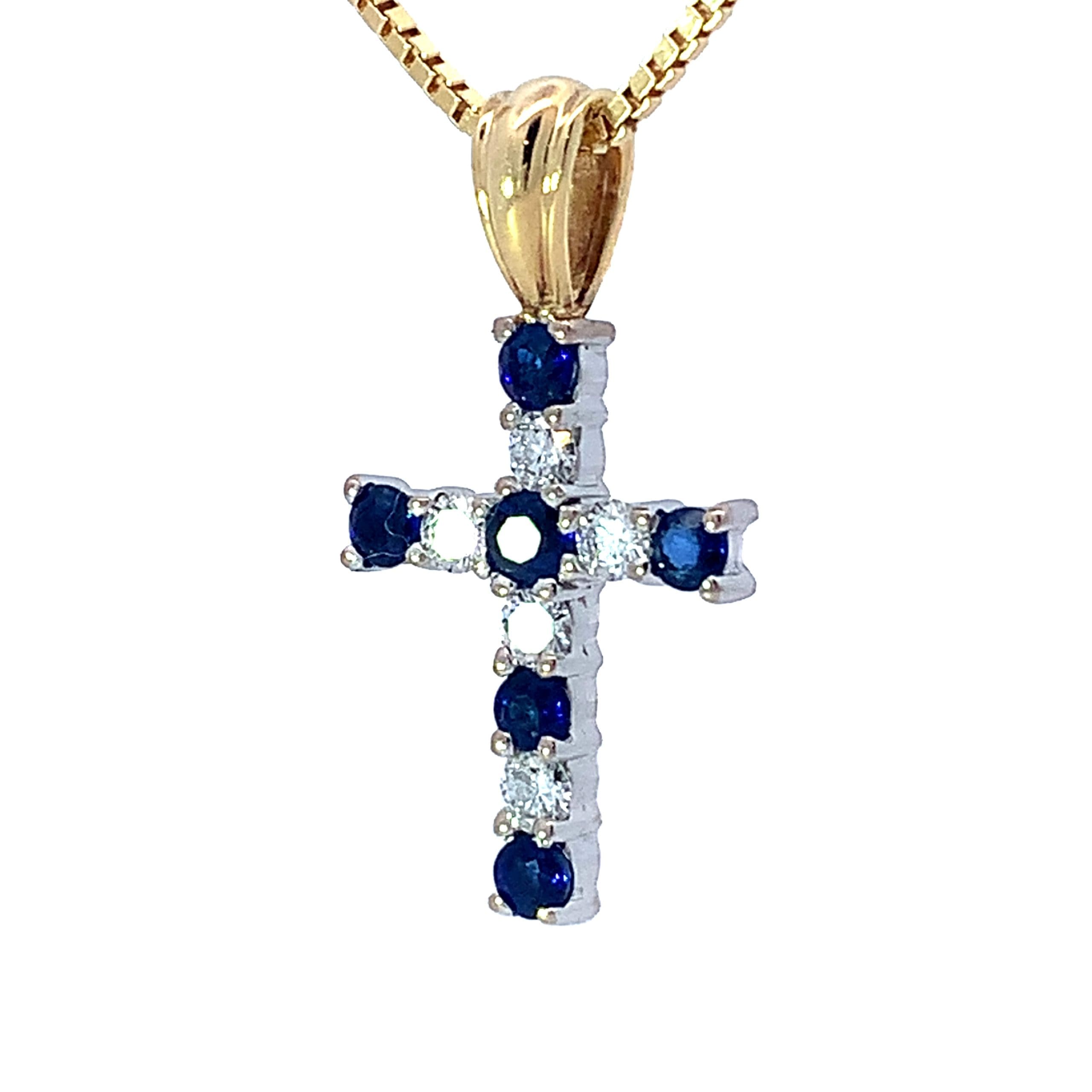18ct Gold Sapphire and Diamond Cross