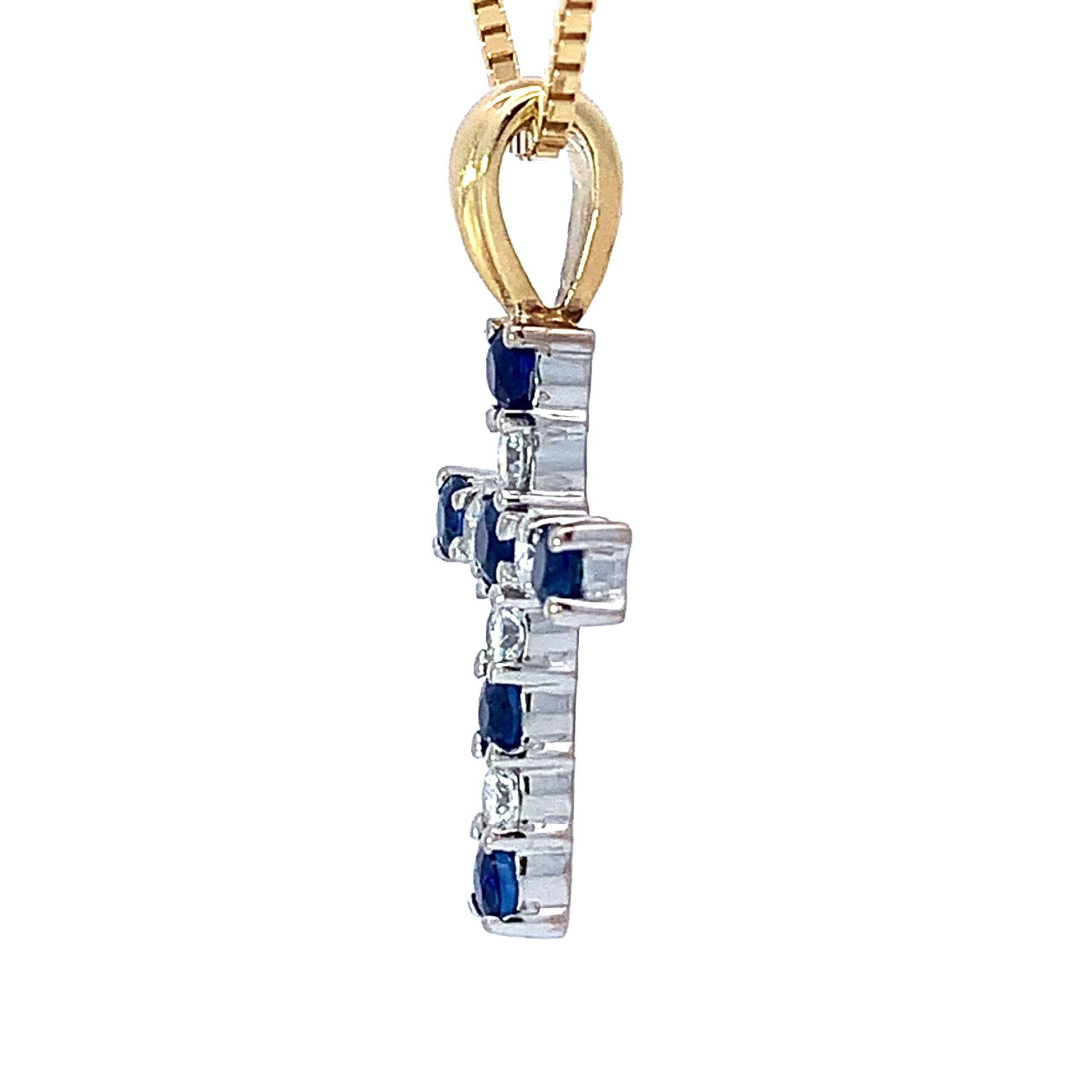 18ct Gold Sapphire and Diamond Cross