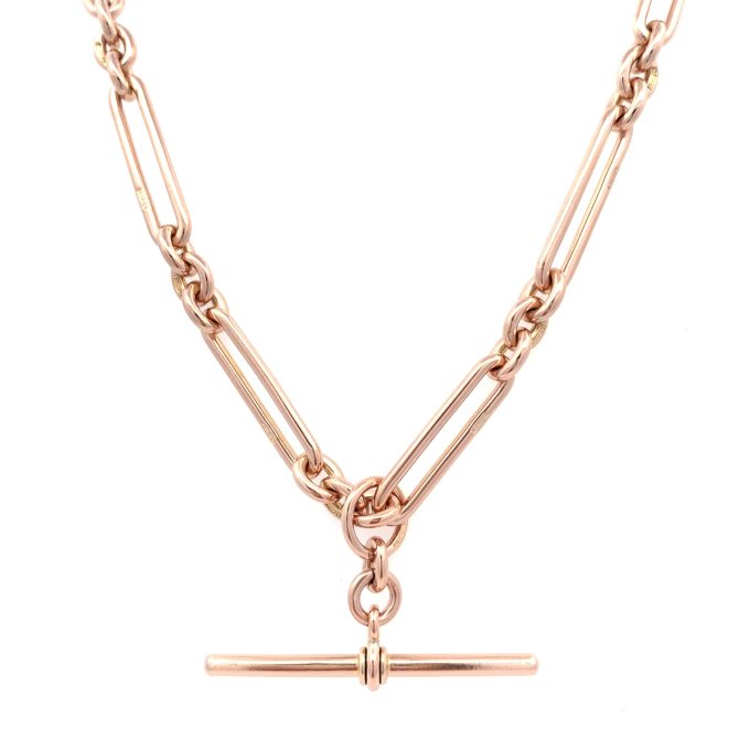 Rose Gold Trombone Link Watch Chain Necklace
