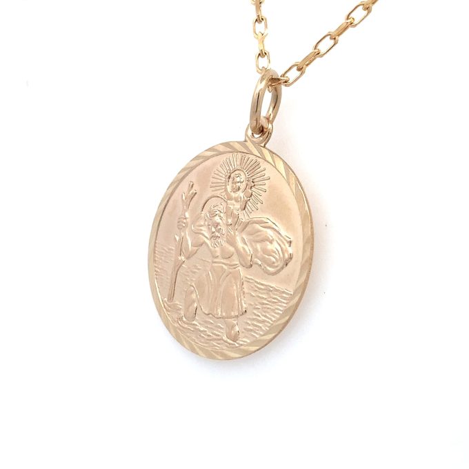 Large 9ct Gold St. Christopher Necklace