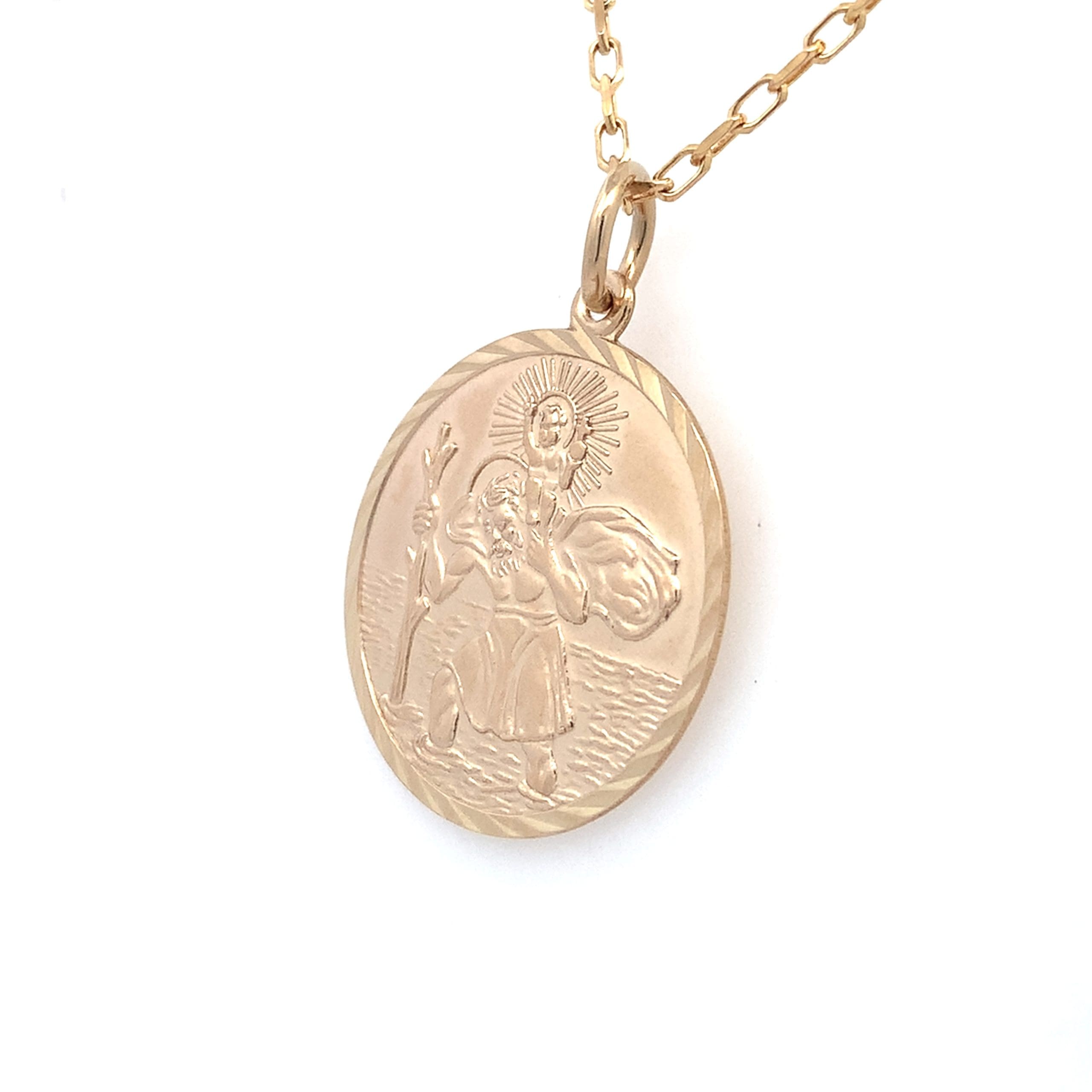 Large 9ct Gold St. Christopher Necklace