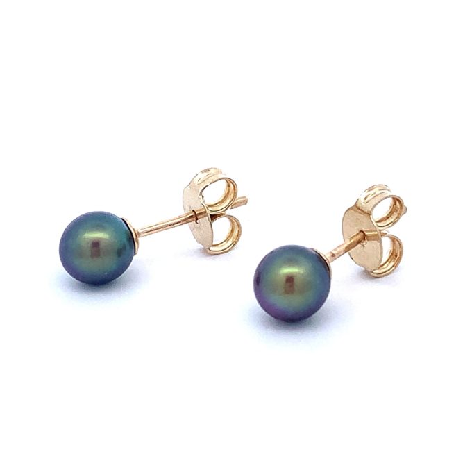 9ct Gold Small Peacock Pearl Stud Earrings