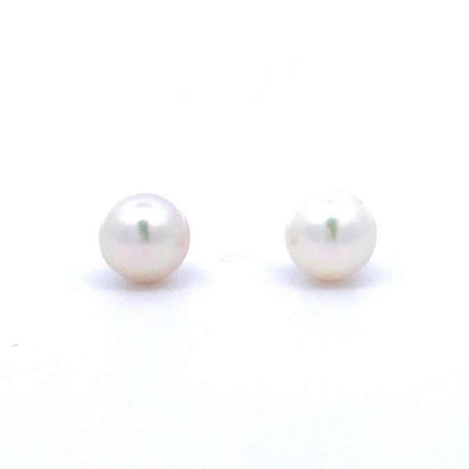 White Pearl Gold Stud Earrings