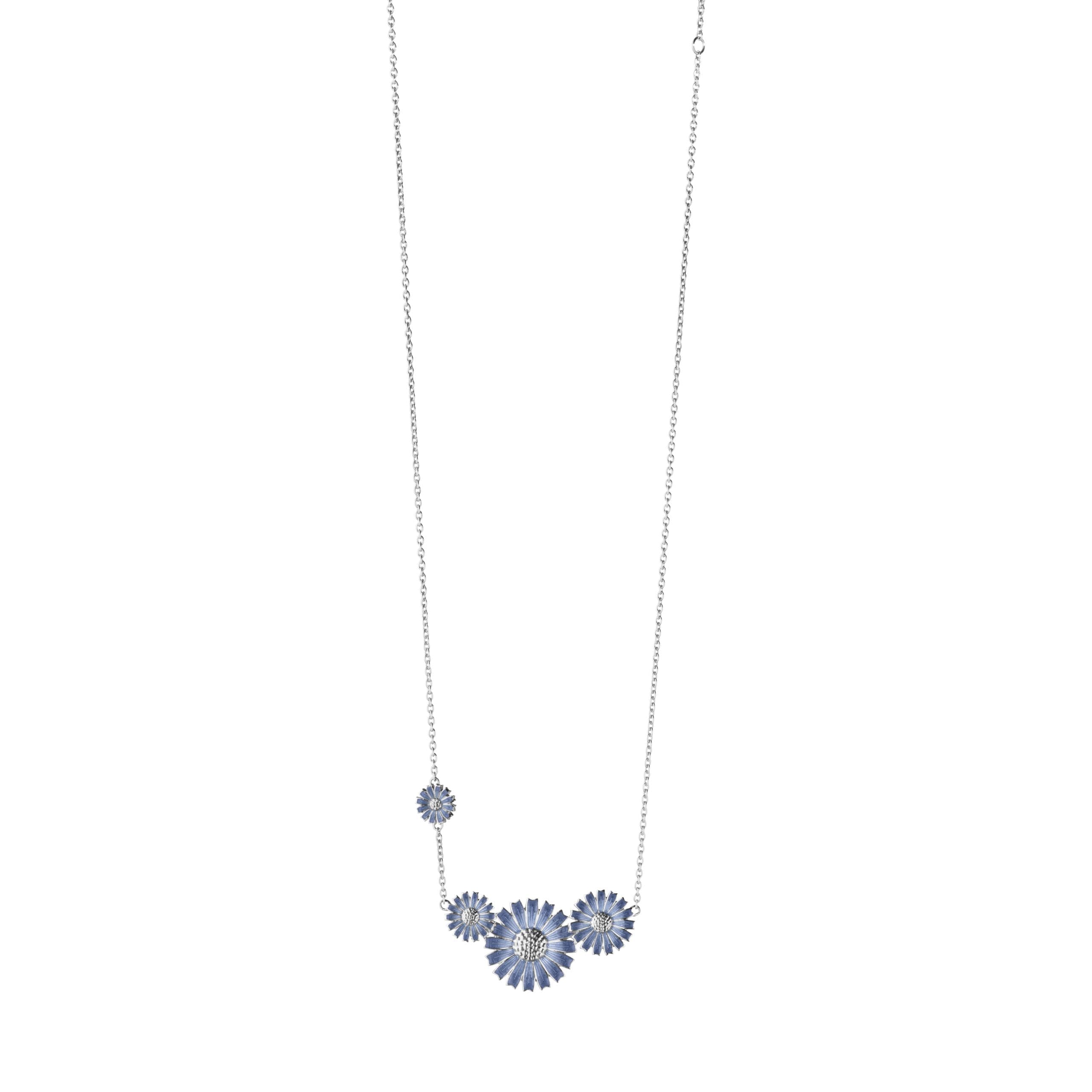 Georg Jensen Blue Four Daisy Silver Necklace
