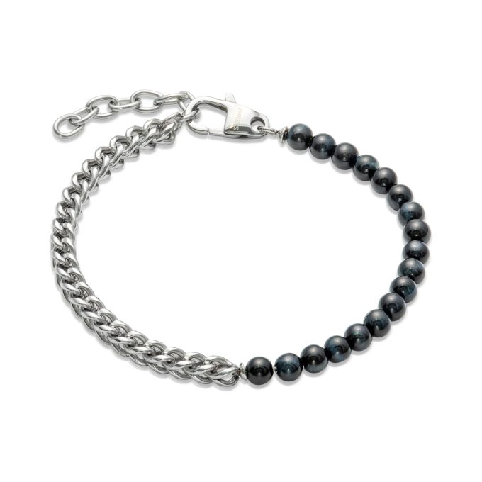 Unique Stainless Steel & Lapis Style Bead Bracelet