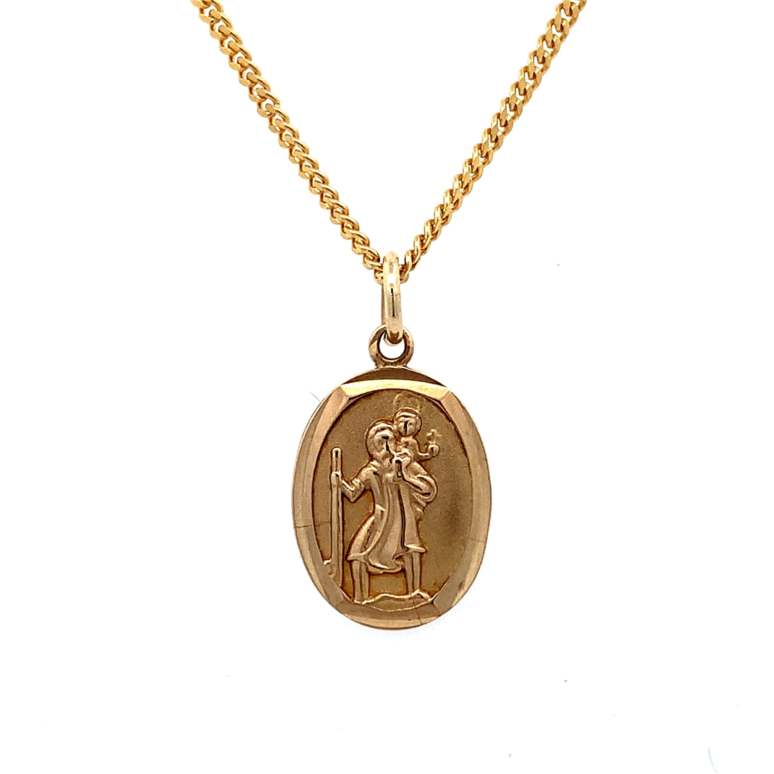 Gold Oval St. Christopher Necklace