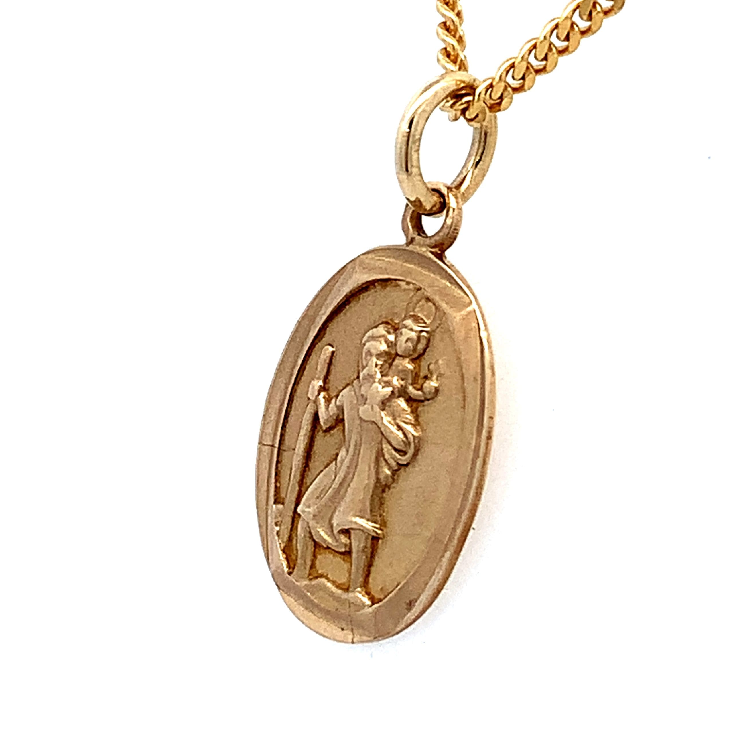 Gold Oval St. Christopher Necklace