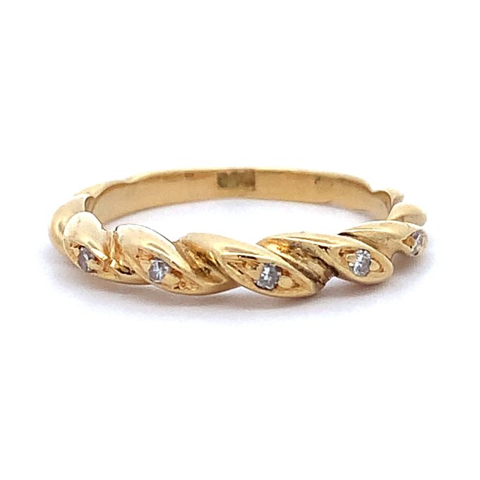 18ct Yellow Gold Diamond Spiral Ring