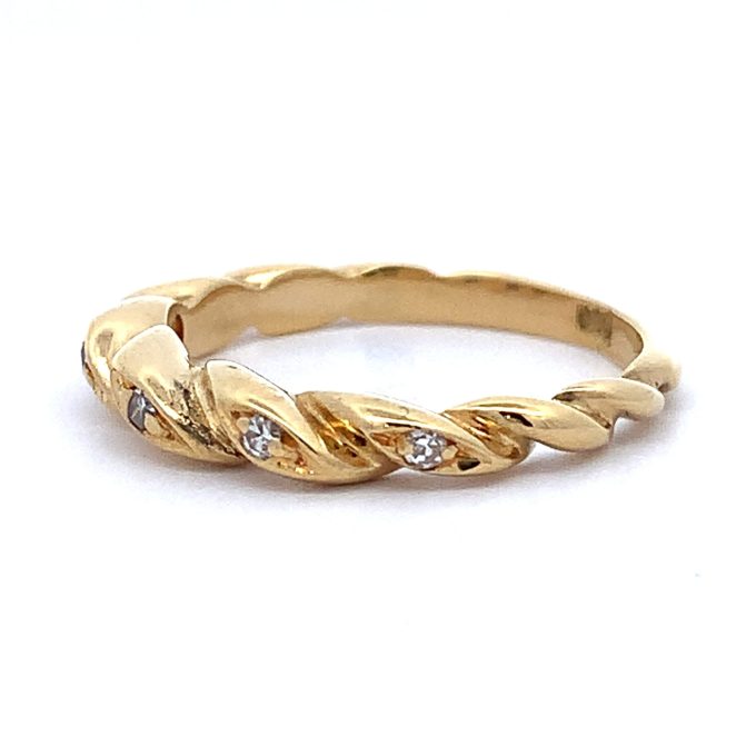 18ct Yellow Gold Diamond Spiral Ring