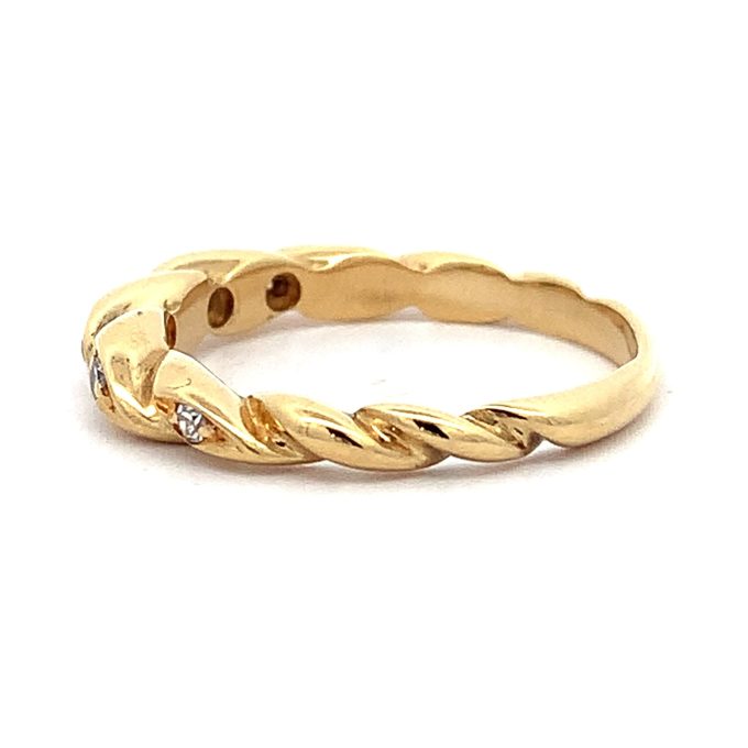 18ct Yellow Gold Diamond Spiral Ring