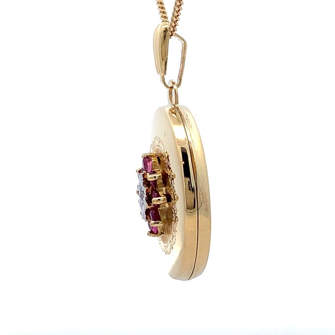 18ct Gold Ruby Locket Necklace