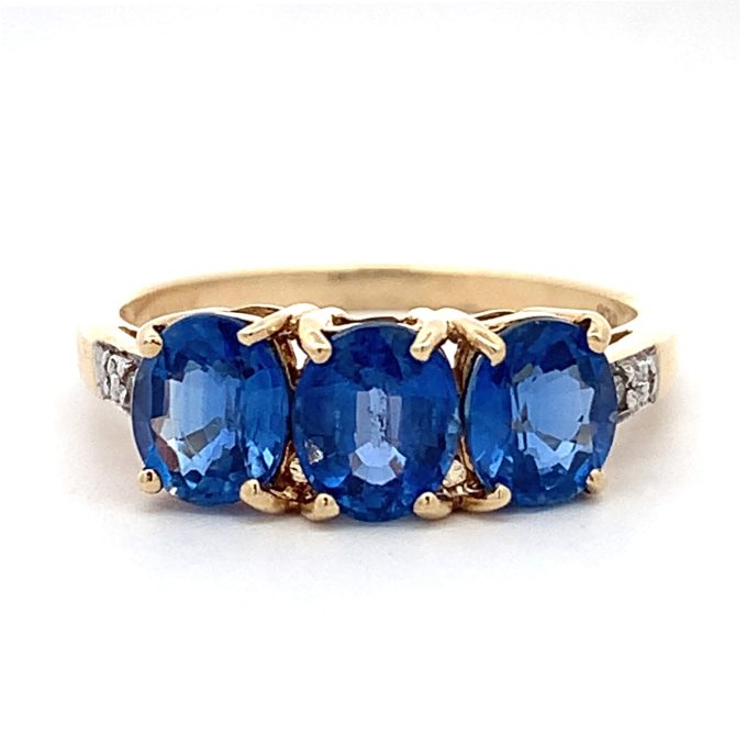 Yellow Gold Sapphire and Diamond Trilogy Ring