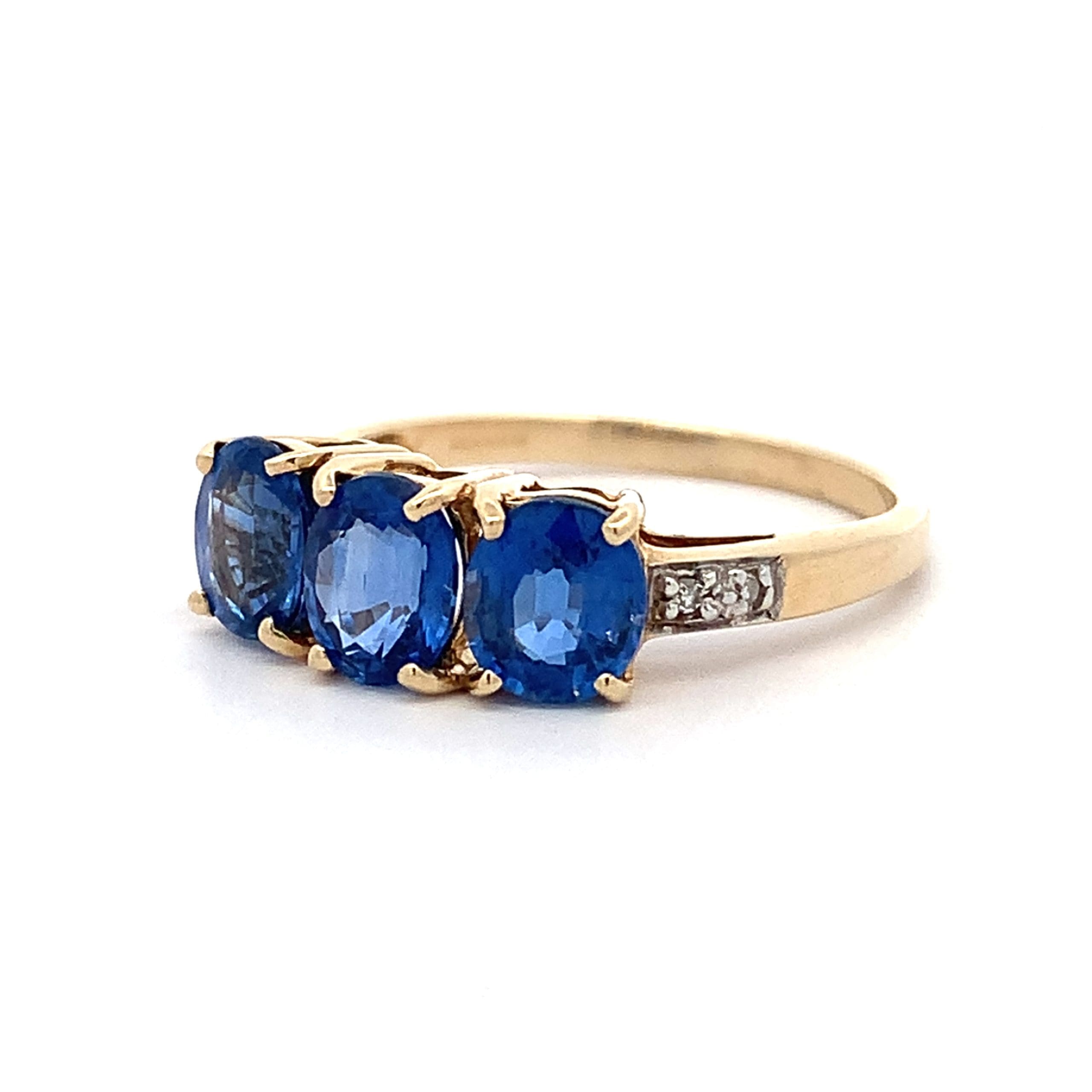 Yellow Gold Sapphire and Diamond Trilogy Ring