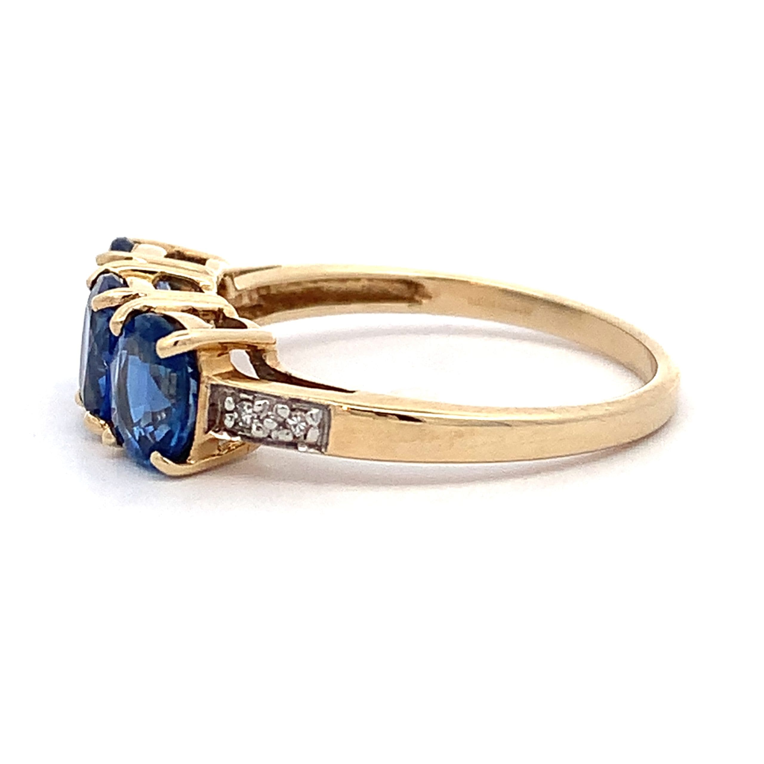 Yellow Gold Sapphire and Diamond Trilogy Ring