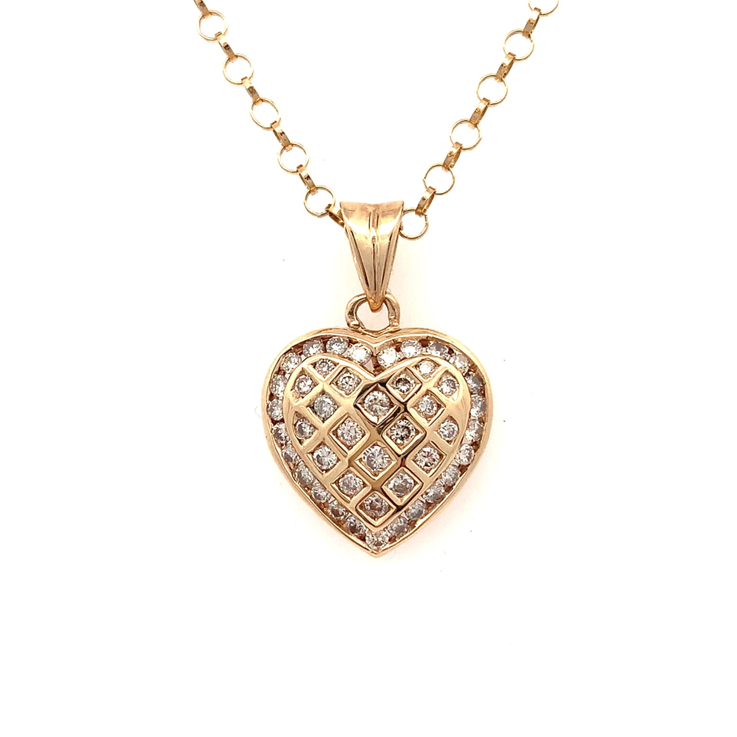 Yellow Gold Diamond Heart Necklace
